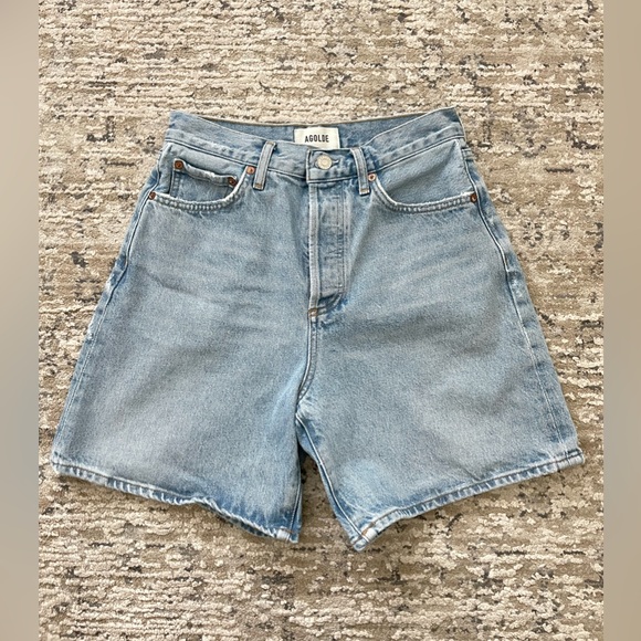AGOLDE Dame High Waist Mid Length Relaxed Baggy Denim Shorts Size 25 - Picture 2 of 10